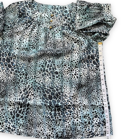 Simonton Says Animal Print Semi Sheer Blouse sz M - Picture 10 of 14